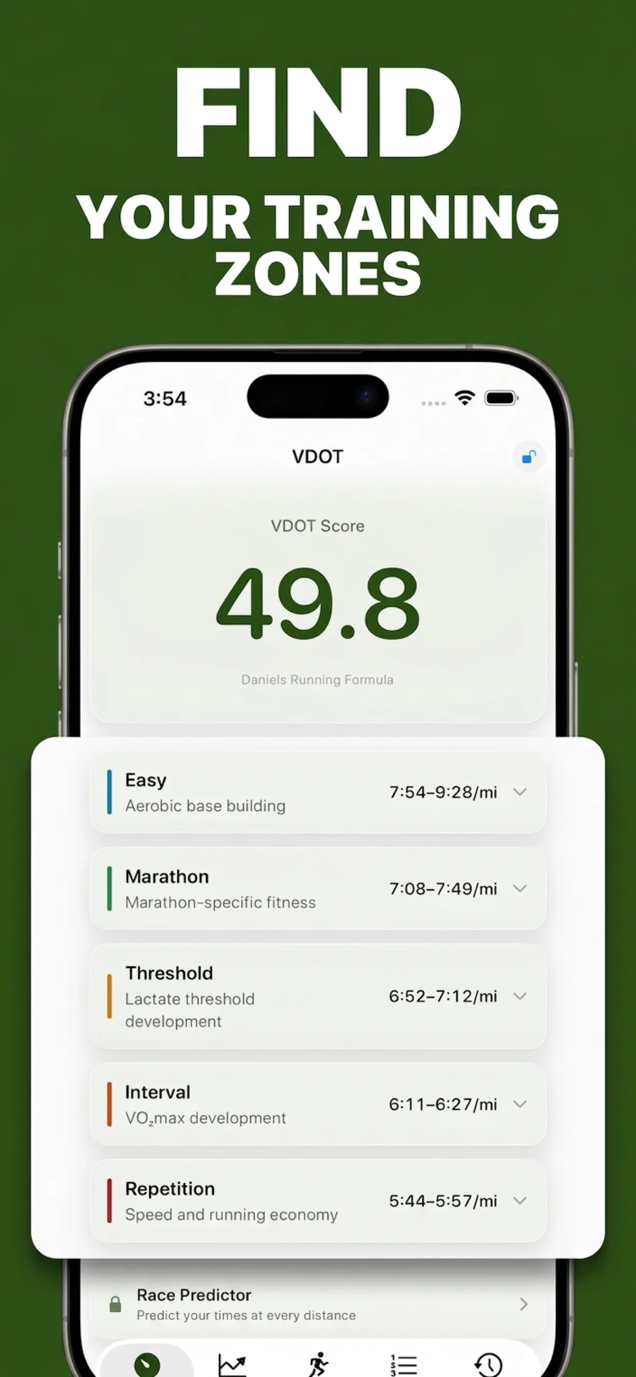 Captura de pantalla de Zonas de Entrenamiento VDOT